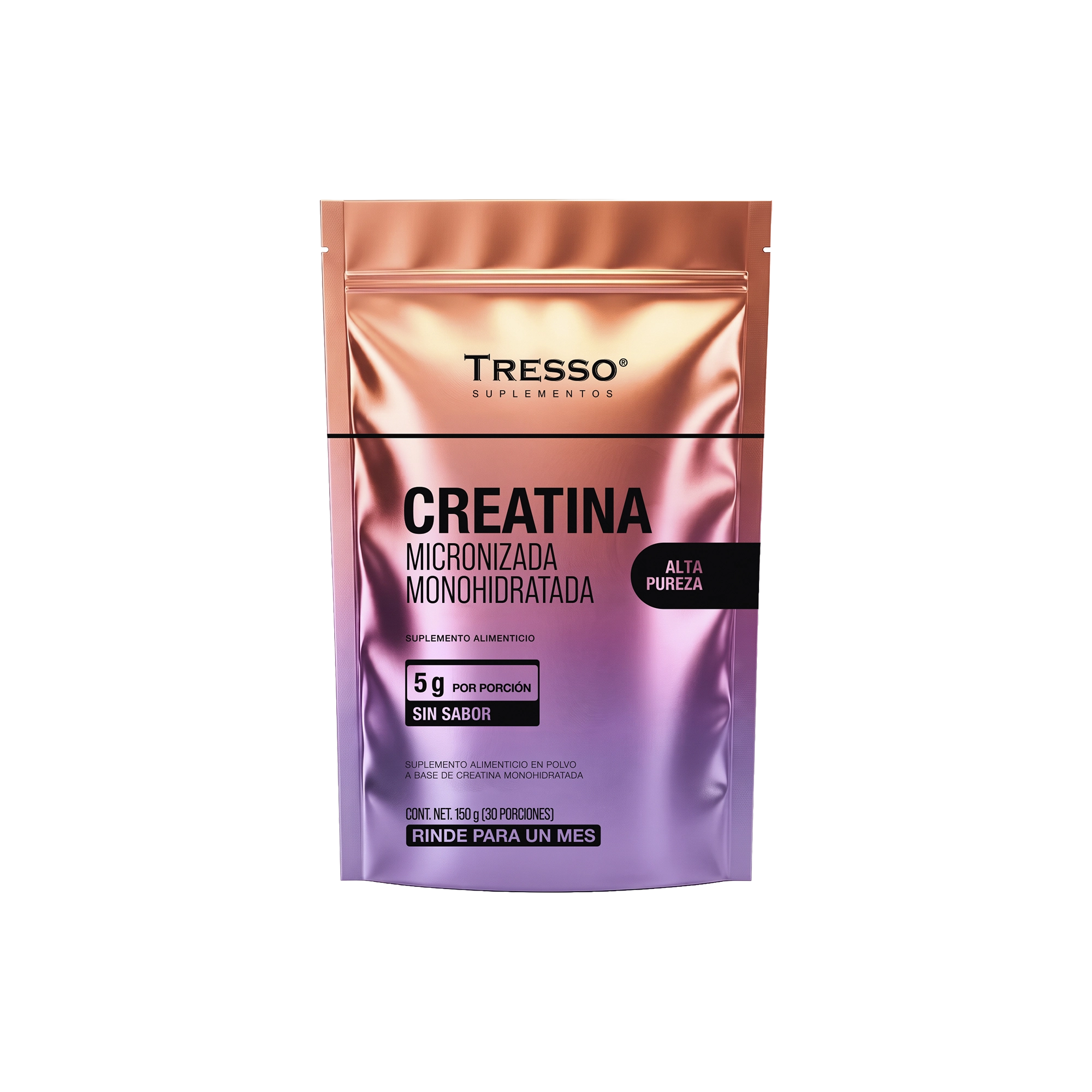 Bolsa de Creatina Monohidratada Micronizada TRESSO Suplementos, alta pureza, sin sabor