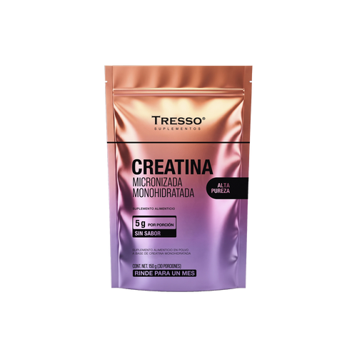 Bolsa de Creatina Monohidratada Micronizada TRESSO Suplementos, alta pureza, sin sabor