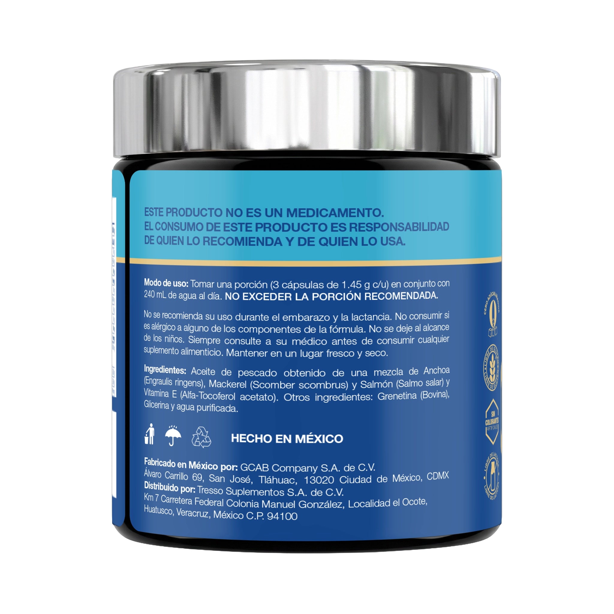 Omega-3 Alta Concentración | 3,000 mg de Salmón Salvaje, Anchoa y Mackerel | 90 Cápsulas